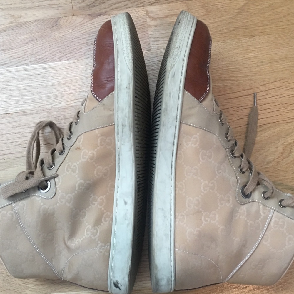 Guccihi-top sneakers-warm sand nylon Guccissima